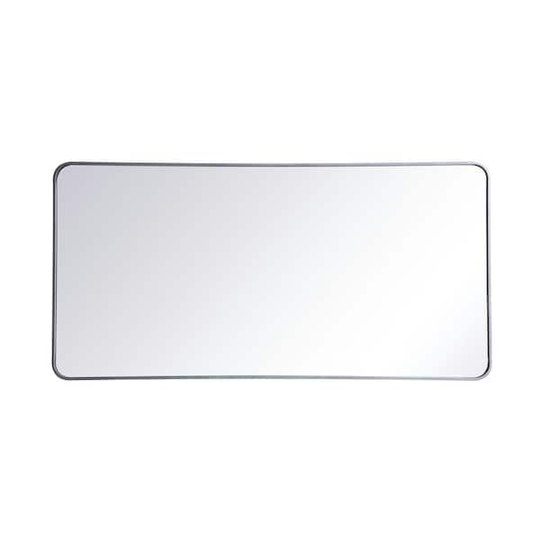 Unbranded Timeless Home 60 in. H x 30 in. W Silver Modern Soft Corner Rectangular Wall Mirror