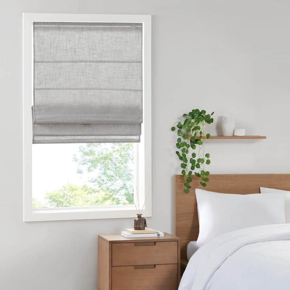 Gray Linen Blend Cordless Light Filtering Roman Shade