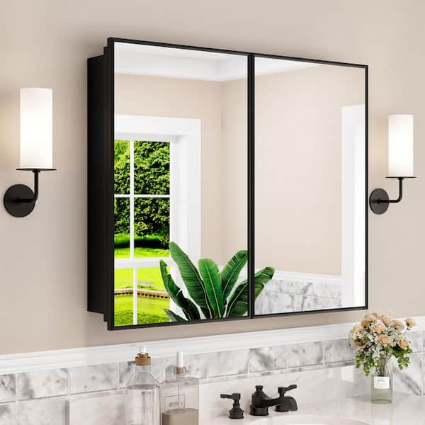 Zora 36 in. W x 30 in. H Rectangular Framed Medicine Cabinet with Mirror, Adjustable Shelves, Recessed or Surface Mount