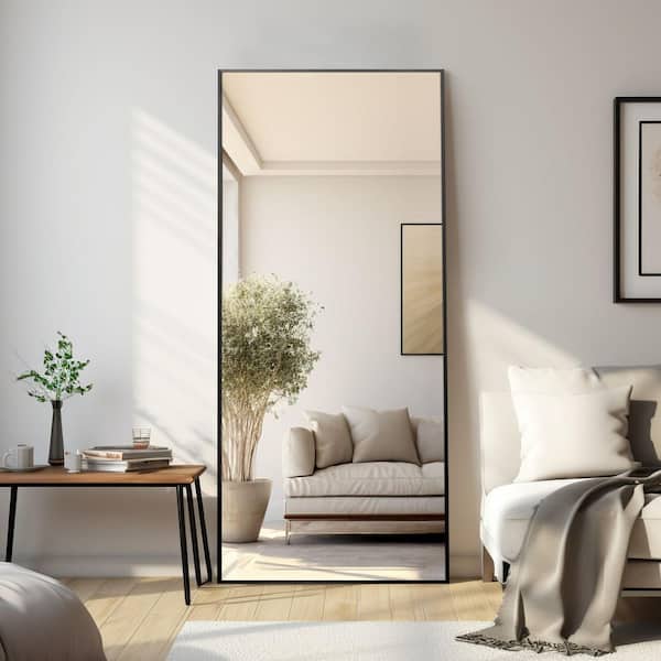 Lirago 34 in. W x 71 in. H Large Full-Length Mirror, Hanging or Leaning Against the Wall in Black