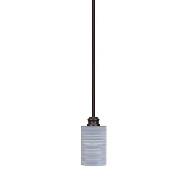 Unbranded Albany 60-Watt 1-Light Espresso Shaded Pendant Light Mini Pendant with 4 in. Gray Matrix Glass Shade, No Bulb Included