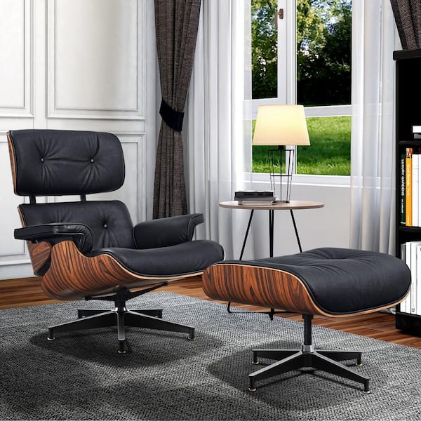 And Ottoman Modern Chair Classic Design, Leather Wood Chair With Ottoman