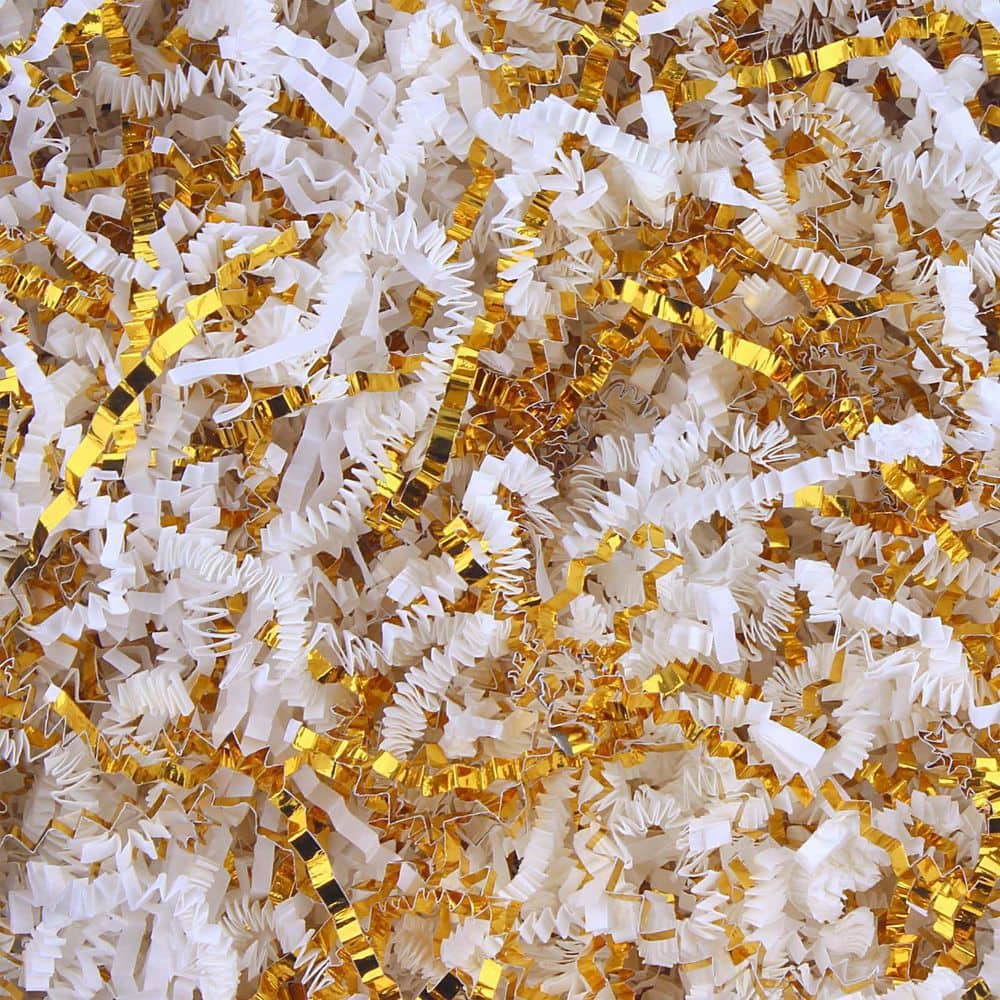 Crinkle Cut Paper Shred Filler 12.3 oz. Gift Wrapping and Basket Filler for Holidays and Crafting,White and Gold Options price history on PriceWatchPro