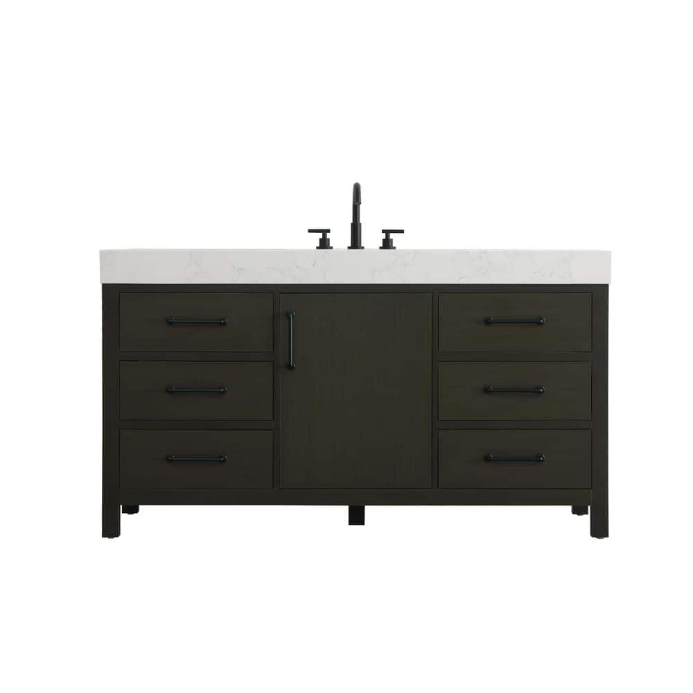 60 in. Single Sink Mocha Brown Bath Vanity with White Engineered Marble Top price history on PriceWatchPro