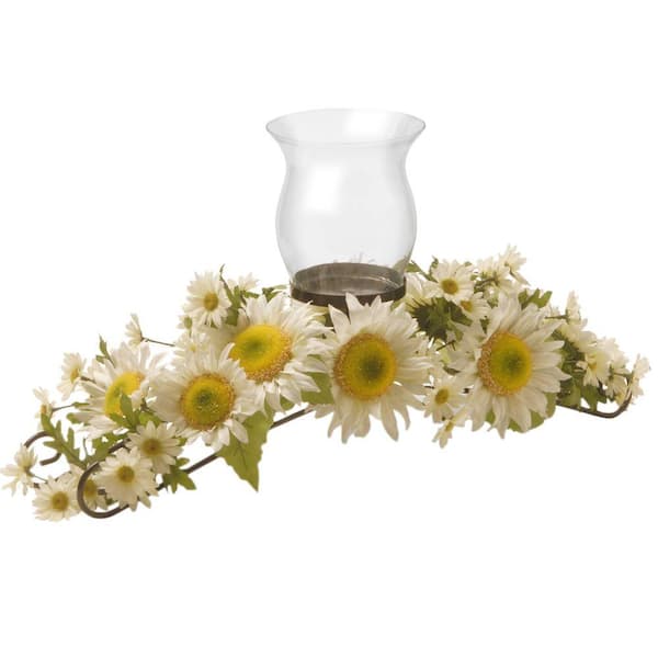 National Tree Company 25 in. W White Sunflower Candle Holder