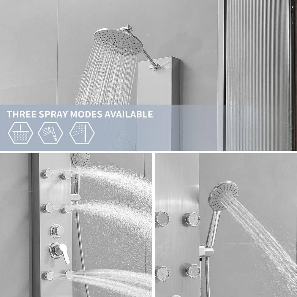 Nickel Chrome 60.55'' Shower Panel with Adjustable Shower Head