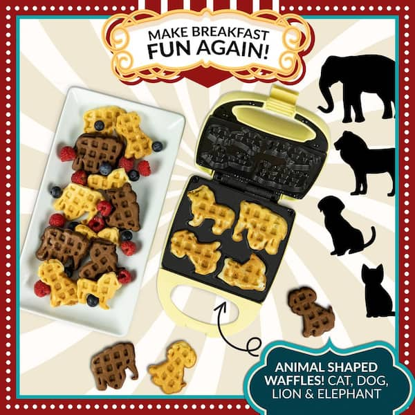 Nostalgia Manwfl4yw MyMini Animal Circus Waffle Maker - Yellow