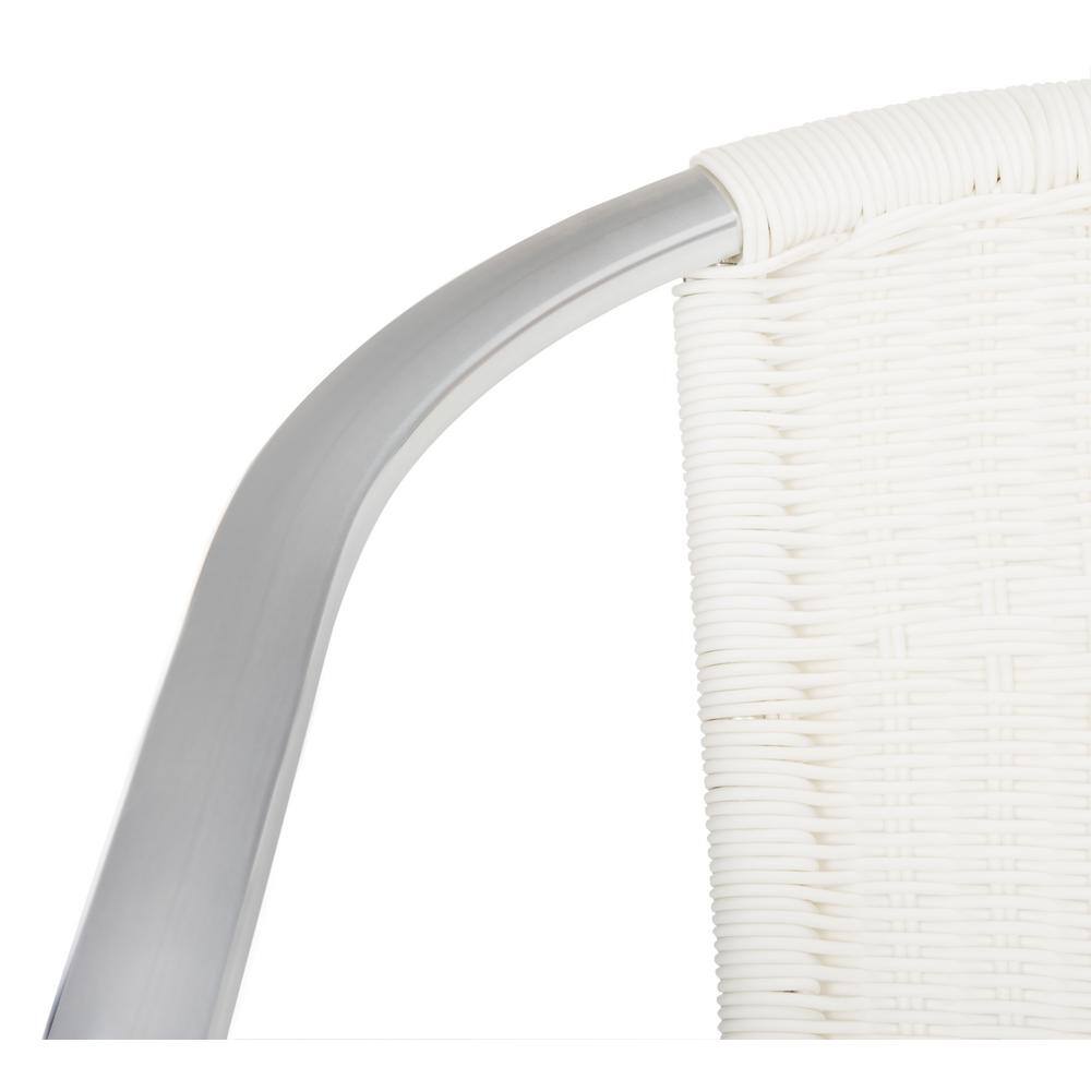 Chic White Transitional Wicker and Aluminum Arm Chair (Set of 2)