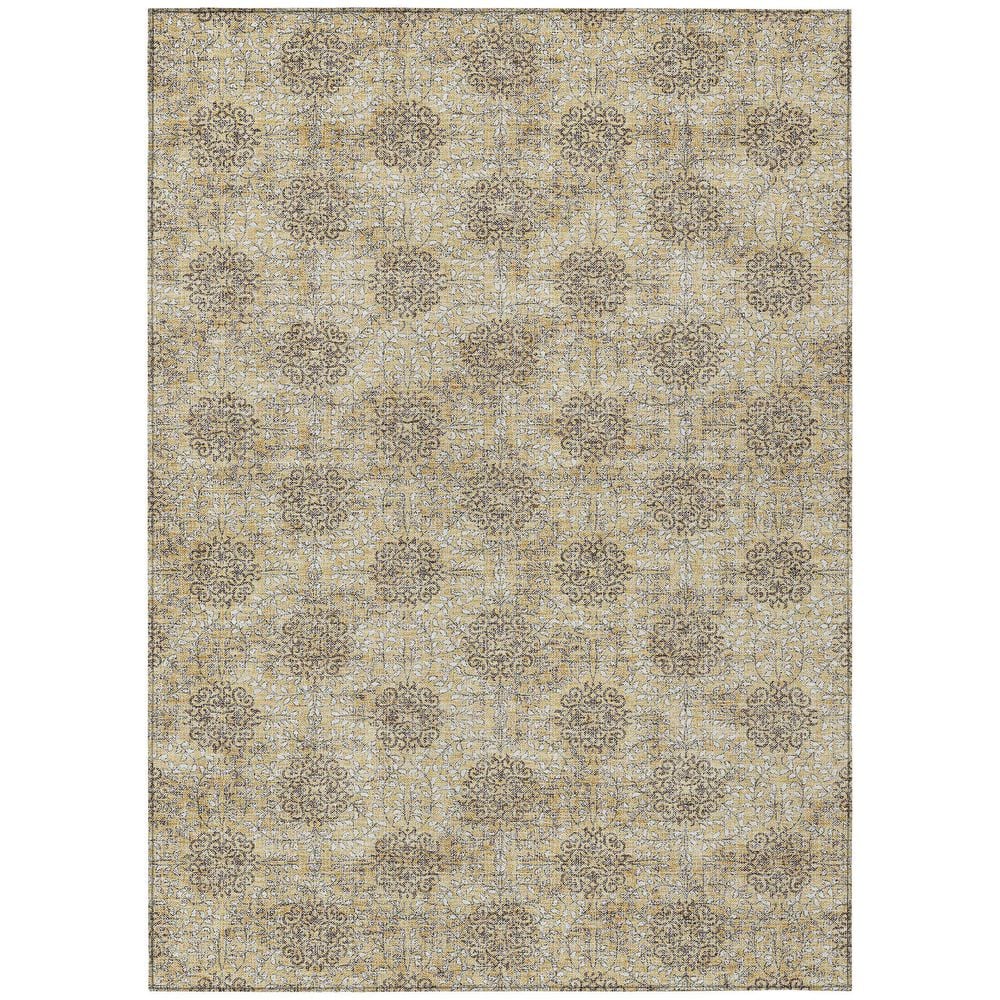 Deep Gold Throw Rug Addison Rugs Chantille Machine Washable Indoor/Outdoor Abstract ACN1856 ...
