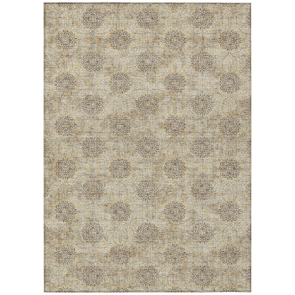 Chantille Machine Washable Indoor/Outdoor Abstract ACN1856 Gold 10 ft. x 14 ft. Accent Rug