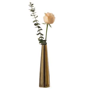 8 in. Gold Contemporary Ceramic Cone Shape Table Vase Modern Shiny Looking Flower Holder