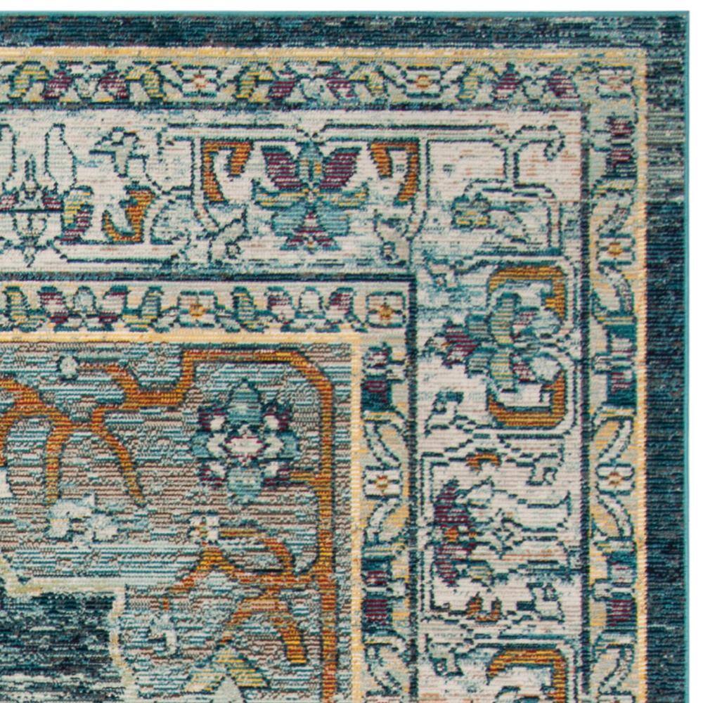 Blue and Yellow Floral Medallion Area Rug 9' x 12'