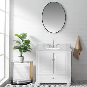 36 in. W x 22 in. D x 39 in. H Freestanding Bath Vanity in White with Carrara Natural Marble Top