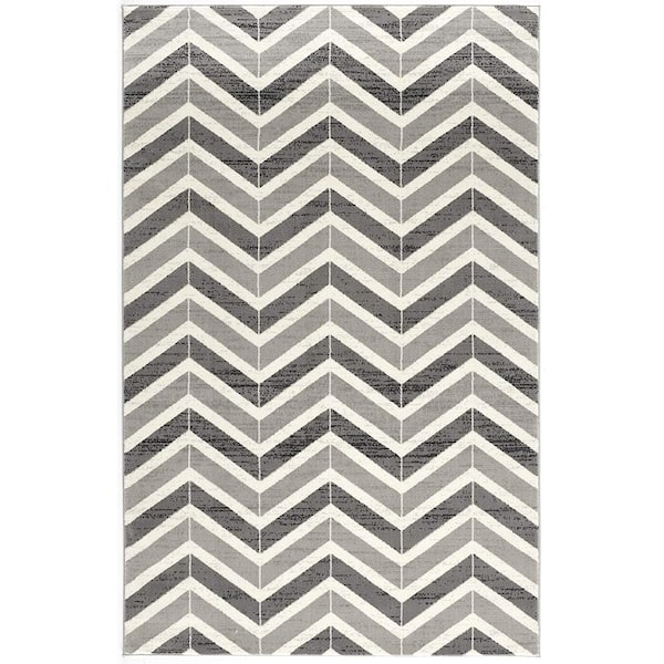 Rug Branch Montage Grey (2 ft. x 12 ft.) Abstract - 2 ft. 3 in. x 12 ft. Modern Abstract Runner Area Rug