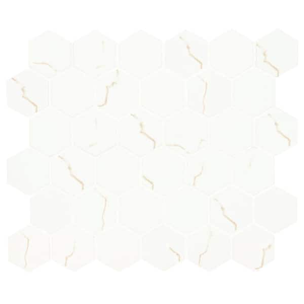 MSI Take Home Sample - Marcella Gold Hexagon 4 in. x 4 in. Matte Porcelain Mosaic Floor and Wall Tile