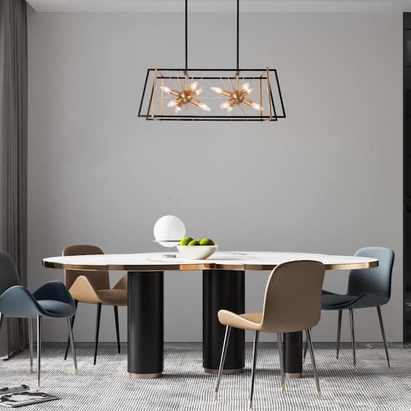 29.5 in. 12-Light Modern Chandelier Lights, Industrial Black Island Pendant Lights, Dark Gold Sputnik Hanging Light