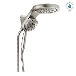 5-Spray Patterns 1.75 GPM 7.88 in. Wall Mount Dual Shower Heads with H2Okinetic Technology in Lumicoat Stainless