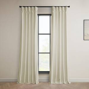 Au Lait Creme Velvet Rod Pocket Room Darkening Curtain - 50 in. W x 108 in. L (1 Panel)