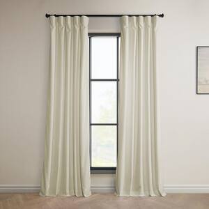 Au Lait Creme Velvet Rod Pocket Room Darkening Curtain - 50 in. W x 84 in. L (1 Panel)