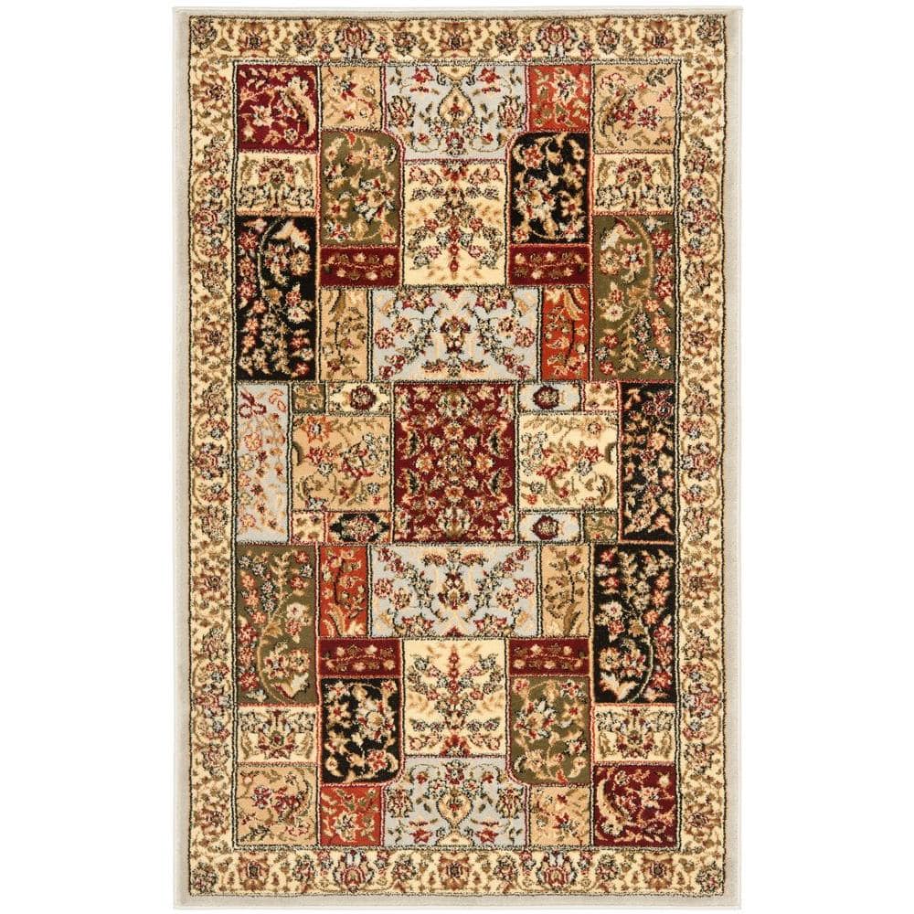 Grey and Multicolor Floral 4' x 6' Synthetic Area Rug