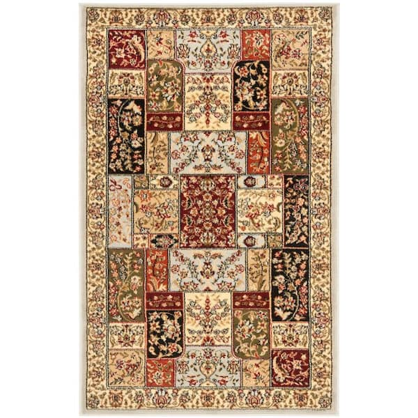 SAFAVIEH Lyndhurst Gray/Multi 5 ft. x 8 ft. Antique Floral Border Area Rug