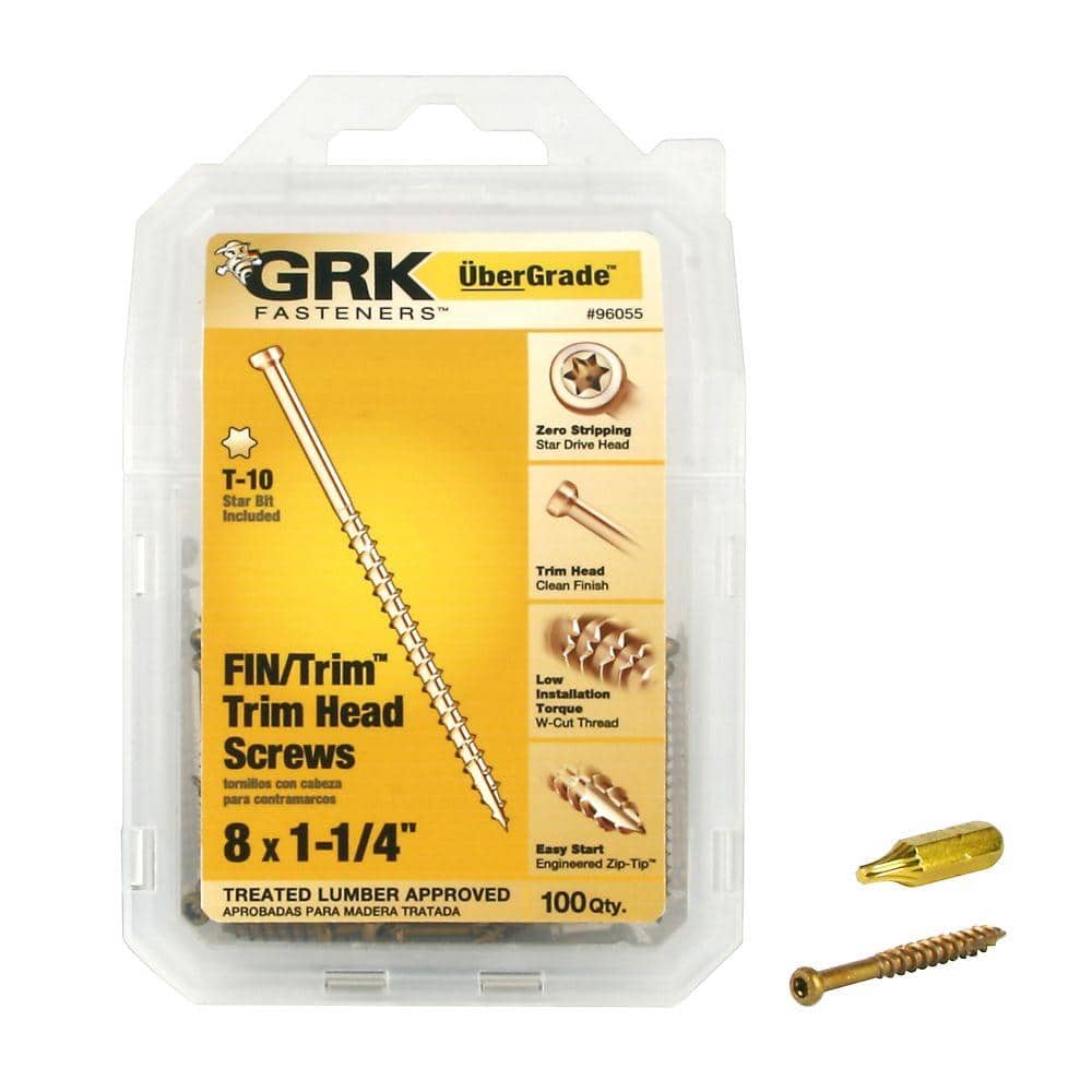 GRK #8 x 1-1/4 in. Drive Trim-Head Finish Screw (100-Pack) 96055 - Home Depot