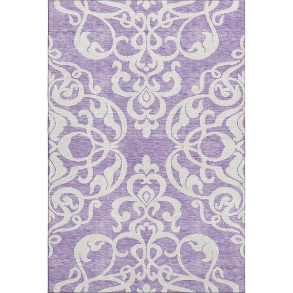 Addison Rugs Mayfield Premium Machine Washable Abstract AMF973 Purple 5 ft. x 7 ft. 6 in. Area Rug