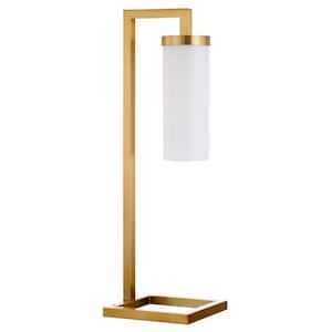 Malva 26 in. Brass Finish Table Lamp with White Milk Glass Shade