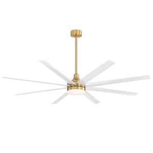 Aaron 72 in. Integrated LED Indoor White-Blade Gold Ceiling Fans with Light and Remote Control Included