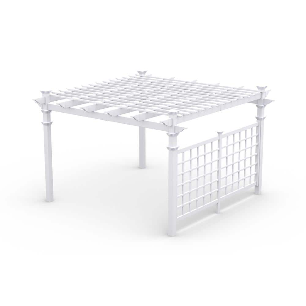 Vita Regency 12 Ft. X 12 Ft. White, Vinyl, Flat Top Pergola With 