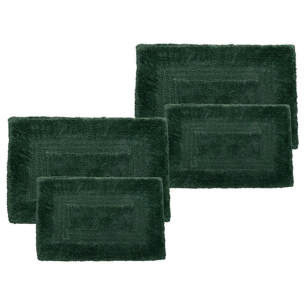 Lavish Home Green 4-Piece Cotton Bathroom Mat Set 67-0018-G-2 - The ...