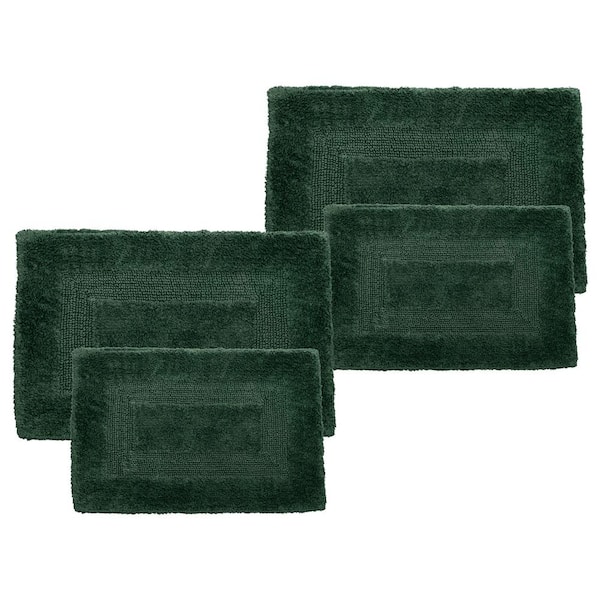 Lavish Home Green 4- Piece Cotton Bathroom Mat Set
