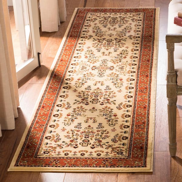 Lyndhurst Ivory/Rust 2 ft. x 12 ft. Border Antique Floral Runner Rug