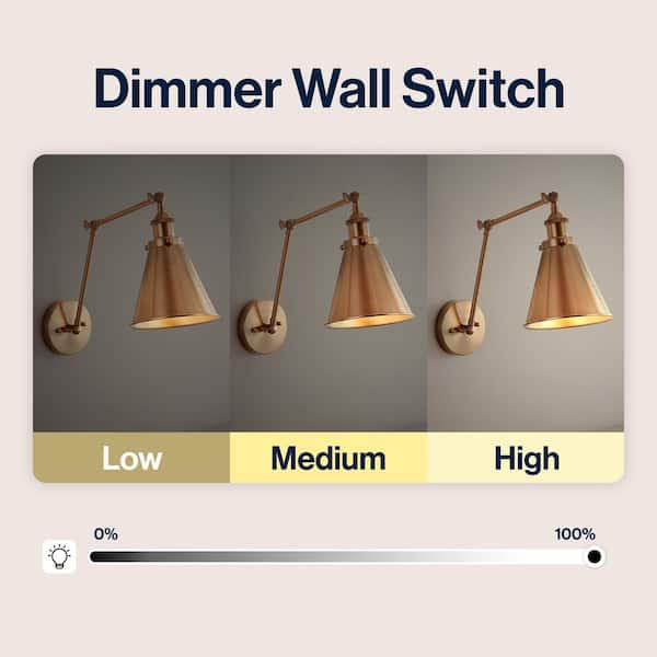 JONATHAN Y Rover 7 in. Adjustable Arm Metal Brass LED Wall Sconce