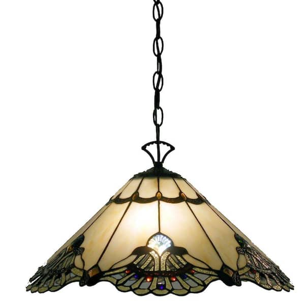 Warehouse of Tiffany Courtesan 2-Light Brown Hanging Lamp