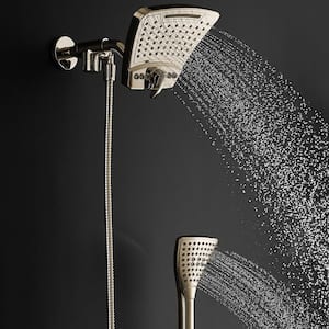 PowerShot 6-Spray Patterns with 1.8 GPM 8 in. Wall Mounted Dual Shower Heads in Brushed Nickel