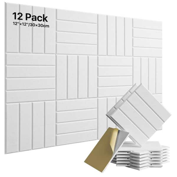 1in. T x 1ft. x 1ft. White Polyester Fiber Sound Absorbing Panel 12-Pack for Walls and Ceilings