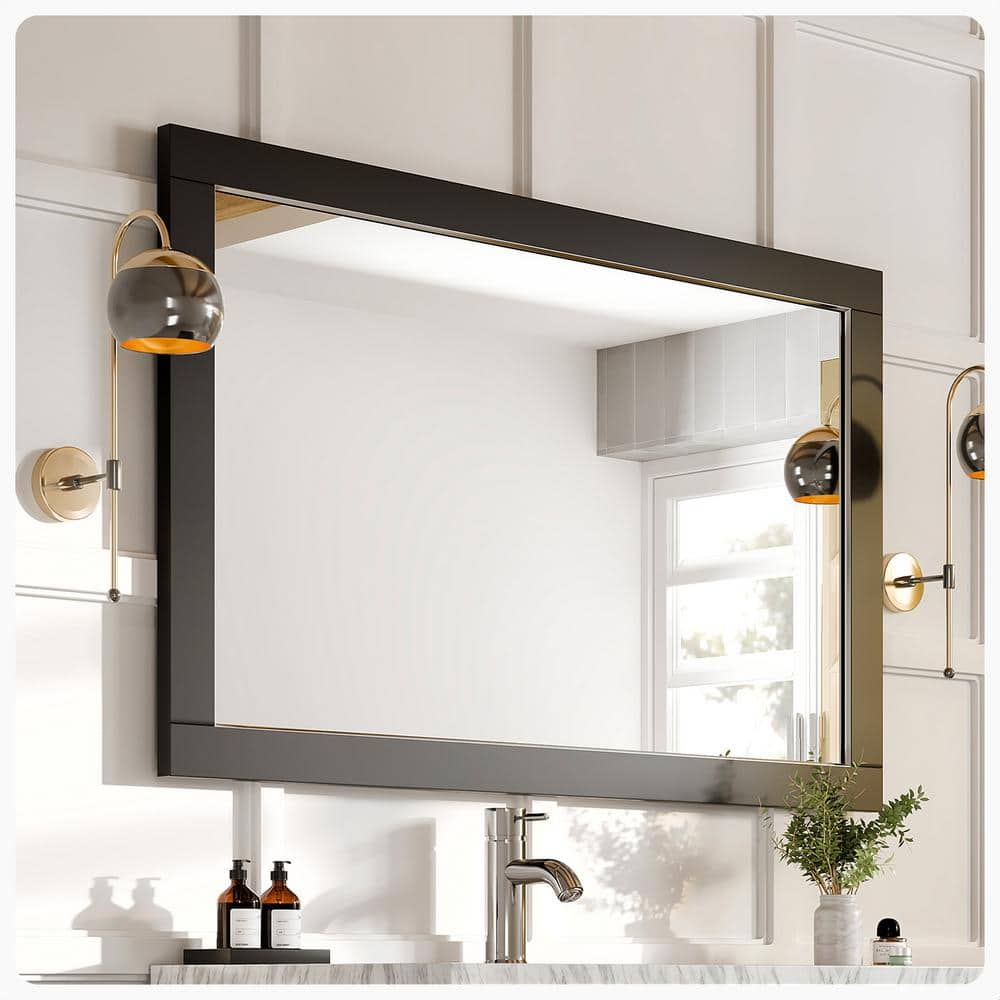 Aberdeen 48 in. W x 30 in. H Large Rectangular Manufactured Wood Framed Wall Bathroom Vanity Mirror in Espresso price history on PriceWatchPro