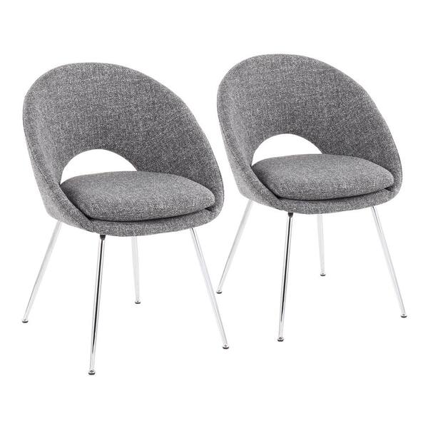 grey fabric and chrome dining chairs