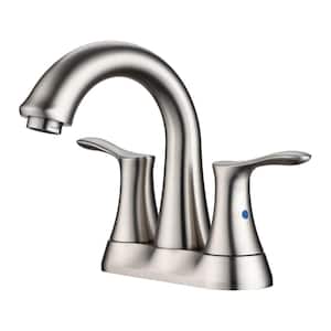 4 in. Centerset Double Handle Mid Arc Bathroom Faucet in Brushed Nickel