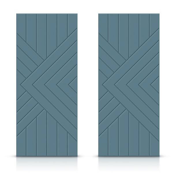 CALHOME 48 in. x 84 in. Hollow Core Dignity Blue Painted Composite MDF Interior Double Closet Sliding Doors