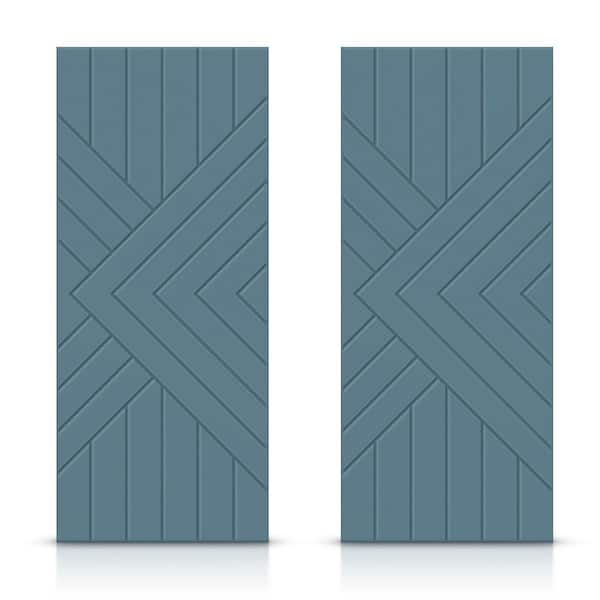 60 in. x 84 in. Hollow Core Dignity Blue Painted Composite MDF Interior Double Closet Sliding Doors