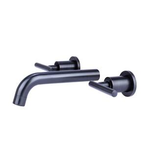 Contemporary 2-Handle Wall Mount Bathroom Faucet in Oil Rubbed Bronze