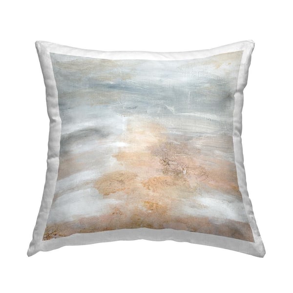 Muted Brushed Grey Gray Print Polyester 18 in. x 18 in. Throw Pillow