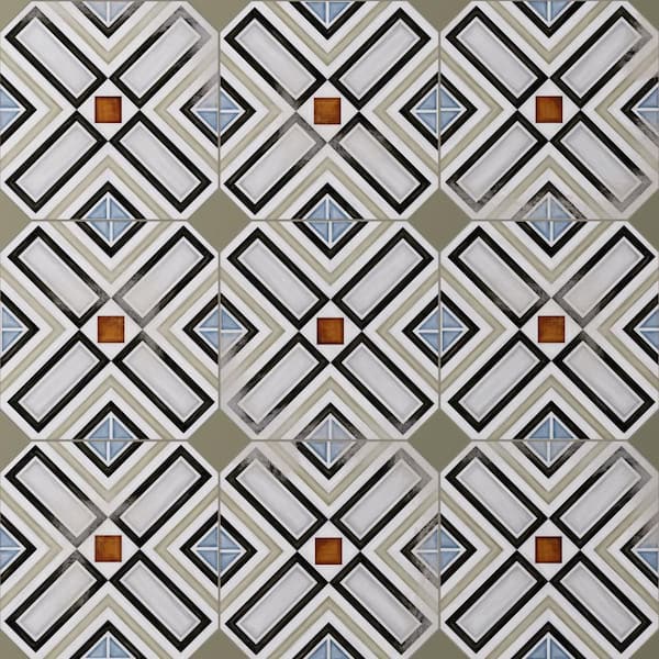 Vaudeville Octagon Deco Ritter 8 in. x 8 in. Porcelain Floor and Wall Tile (10.75 sq. ft. /Case)