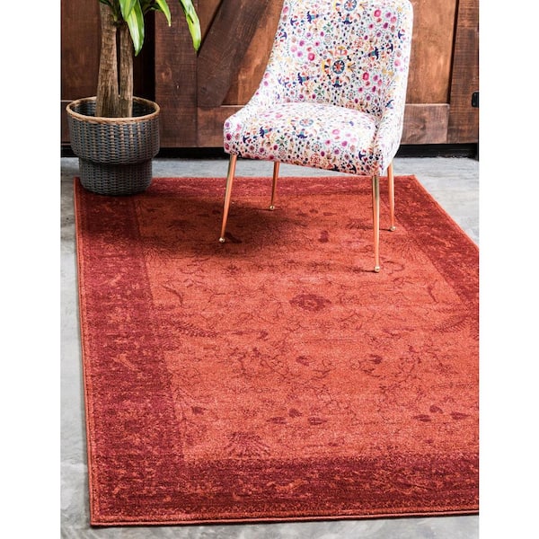 La Jolla Floral Orange 3' 3 x 5' 3 Area Rug