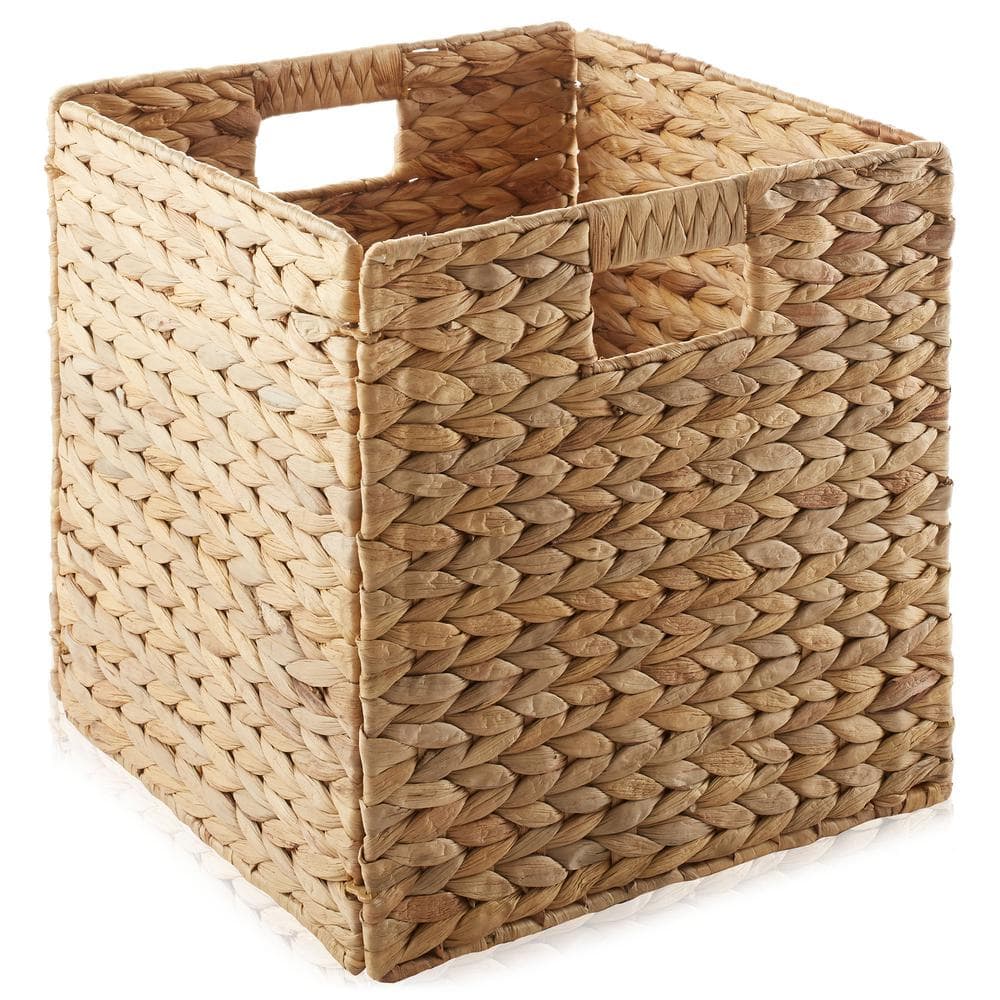 Natural Handwoven Water Hyacinth Square Storage Baskets, Set of 6