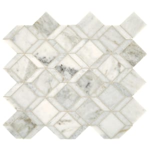Sublimity Daphne White Honed 10 in. x 13 in. Marble Geometric Mosaic Tile (9 sq. ft./case)