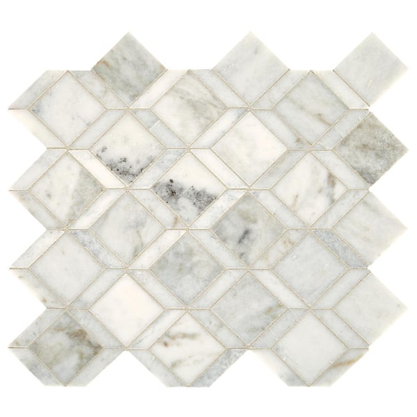Daltile Sublimity Daphne White Honed 10 in. x 13 in. Marble Geometric Mosaic Tile (9 sq. ft./case)