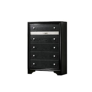 16.625 in. Black 6-Drawer Wooden Chest of Drawers